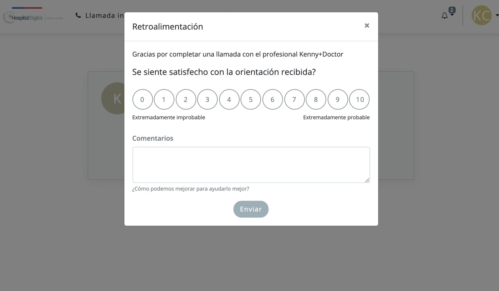 RingMD Chile COVID-19 video care platform post-call feedback