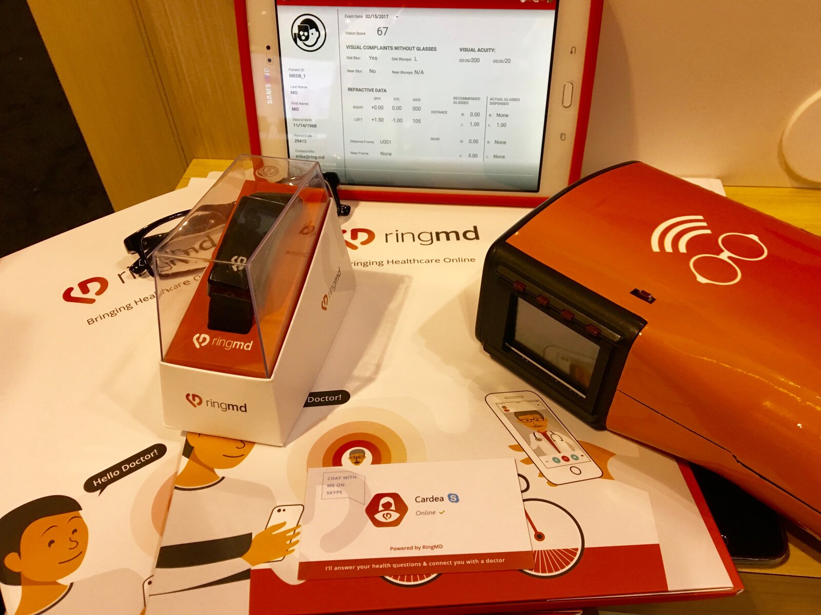 RingMD Vital Health Band, EyeCare kit, and Cardea materials at HIMSS, February 20, 2017